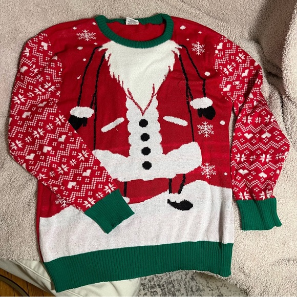 Festive Holiday Santa Christmas Sweater, Red White & Green size XL - Picture 1 of 10